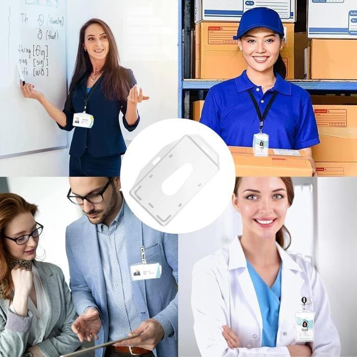 Suport ecuson - Set de 10 - Plastic Rigid Transparent - Pentru carduri standard - Utilizare birou și transport