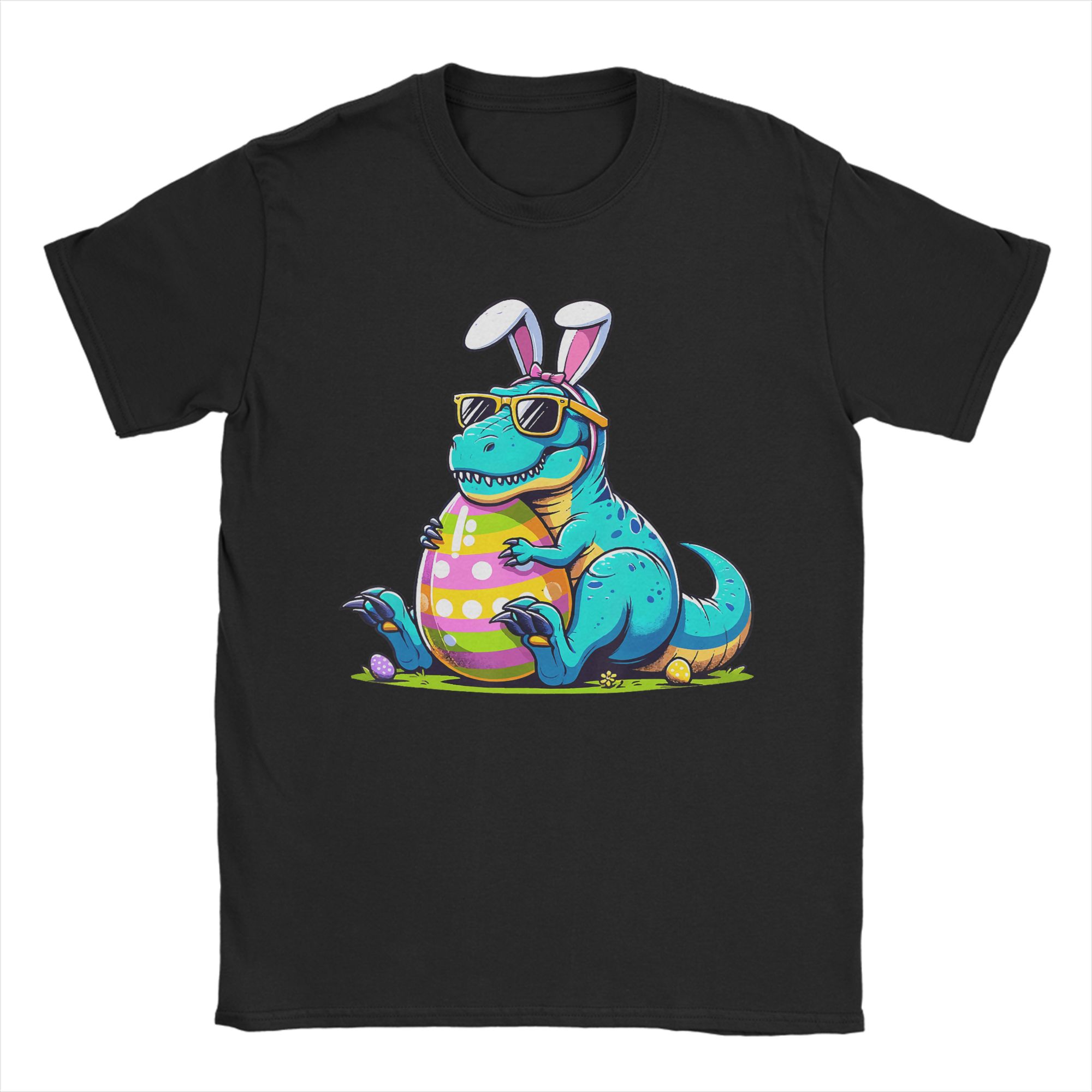 Dinosaur Easter Bunny Egg Happy Eastrawr T Rex TShirt Unisex Streetwear Pure Cotton TShirts Beach ONeck Novelty Tee Shirt Gift S