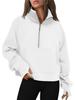 Women's Raglan Sleeve Fleece Loose Coat - Half-Zip Stand Collar Sweatshirt for Autumn and Winter
