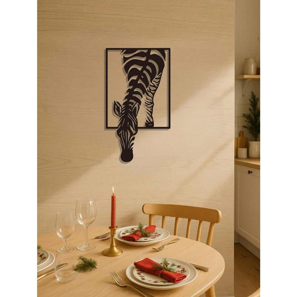 Zebra Metal Wall Art Black White Sculpture Modern Home Decor Farmhouse Living Room Office Wedding Gift