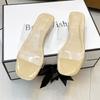 Women's Chunky Heel Summer Slippers: Transparent One-Strap, Crystal High Heel, Half-Slippers for Outdoor Wear