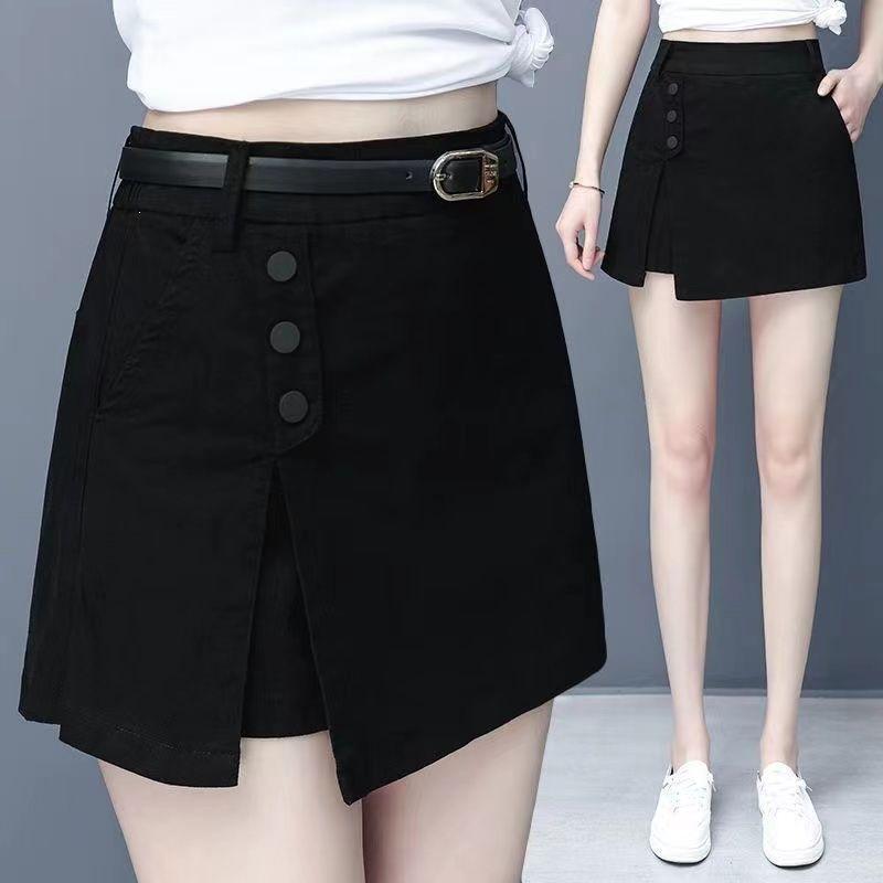 

Summer High-Waisted Korean-Style Wide-Leg Skirt Pants for Women 3XL чорний