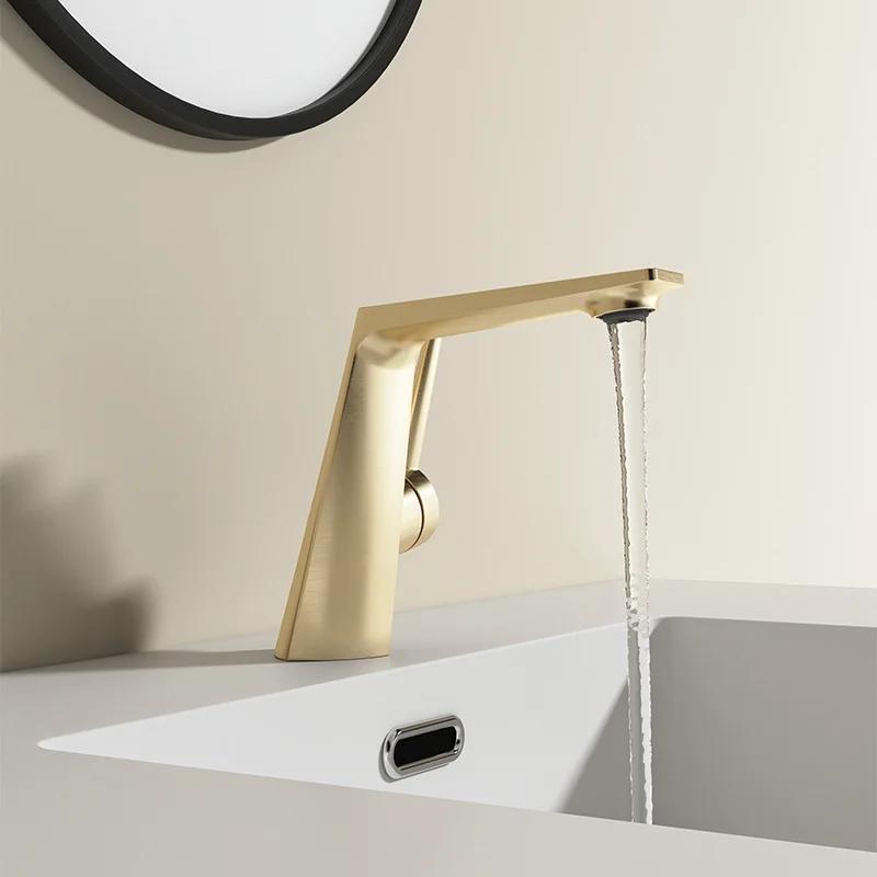 Gunmetal Brass Bathroom Basin Faucet Deck Mounted Hot And Cold Water Mixer Tap