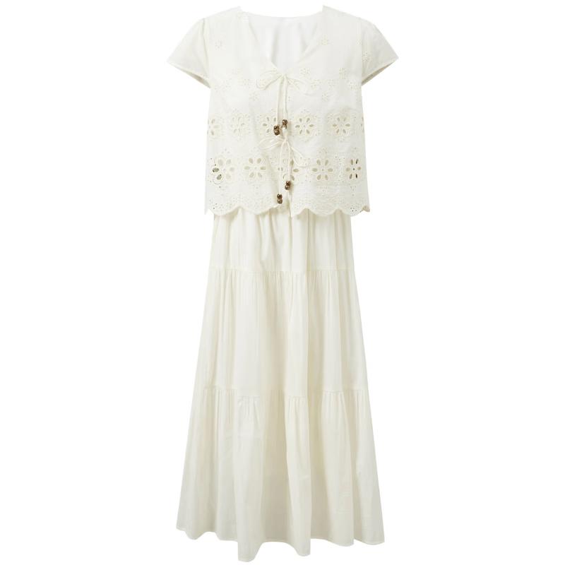Sancai Cherry Blossom Embroidered A-Line Dress XL