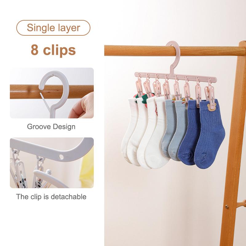 

Socks Drying Rack With 18/26 Clips Underwear Baby Saliva Towel Space-Saving Multifunctional Household Dormitory Student Laundry 34CM розовый