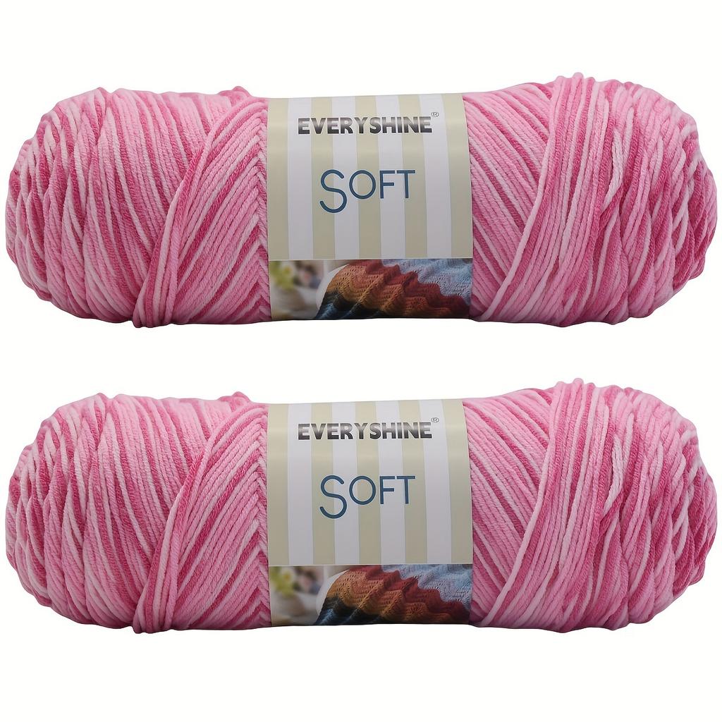 Soft Acrylic Yarn 2-Pack 190 g/pc 5Ply Medium Weight  Multicolor Yarn for Knitting, Crochet & Crafts - Ideal for Sweaters
