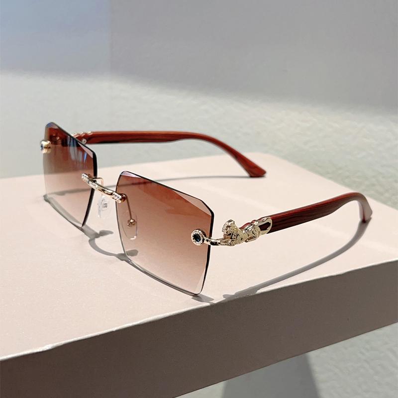 Rimless Square Sunglasses Men  New Gradient Casual Shades Women Trendy Vintage Brand Design Multicolor Sun Glasses