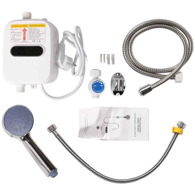 

AEE4-Instant Water Heater Shower 220V Bathroom Faucet Hot Water Heater 3500W Digital Display EU Plug серебро белый