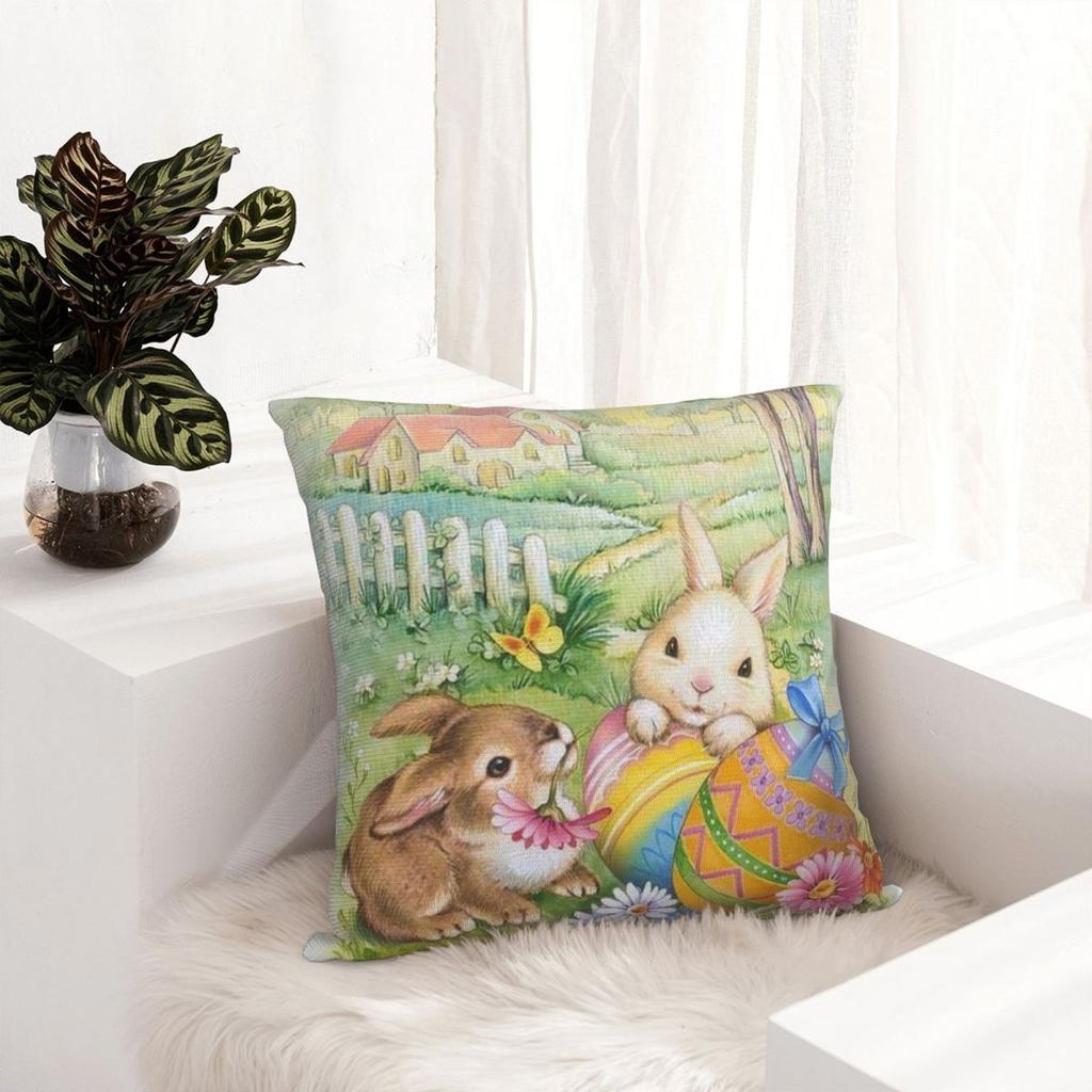 Easter Bunny Pillow Cover Pastoral Style Funny Pillow Case For Sofa Car Home Decor Cushion Cover Soft Design Pillowcases Gift