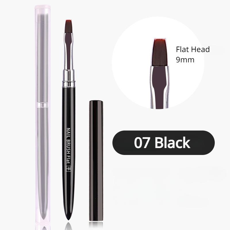 Round Flat Head Nail Art Brush Nail UV Gel Extension Builder Painting Drawing Carving Pen DIY Manicure Tool Set