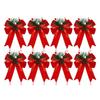 Christmas Bows with Pine Cones Pine Needles Buffalo Plaid Ribbon Bows Christmas Tree Wreath Decoration for Gift Wrapping