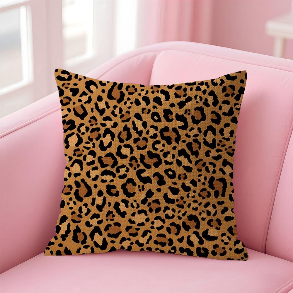 Leopard Print Fashion Cushion Cover Natural Linen Pillow Case DoubleSided Print Decorative Sofa Pillowcase Home Decor Gift