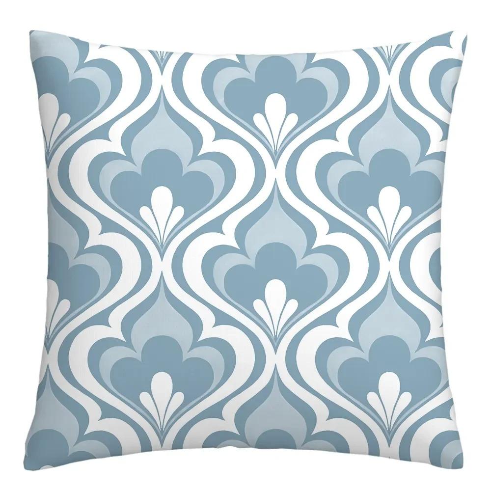 Blue and White Geometric Diamond Pillowcase Office Living Room Home Pillowcase Car Ornaments