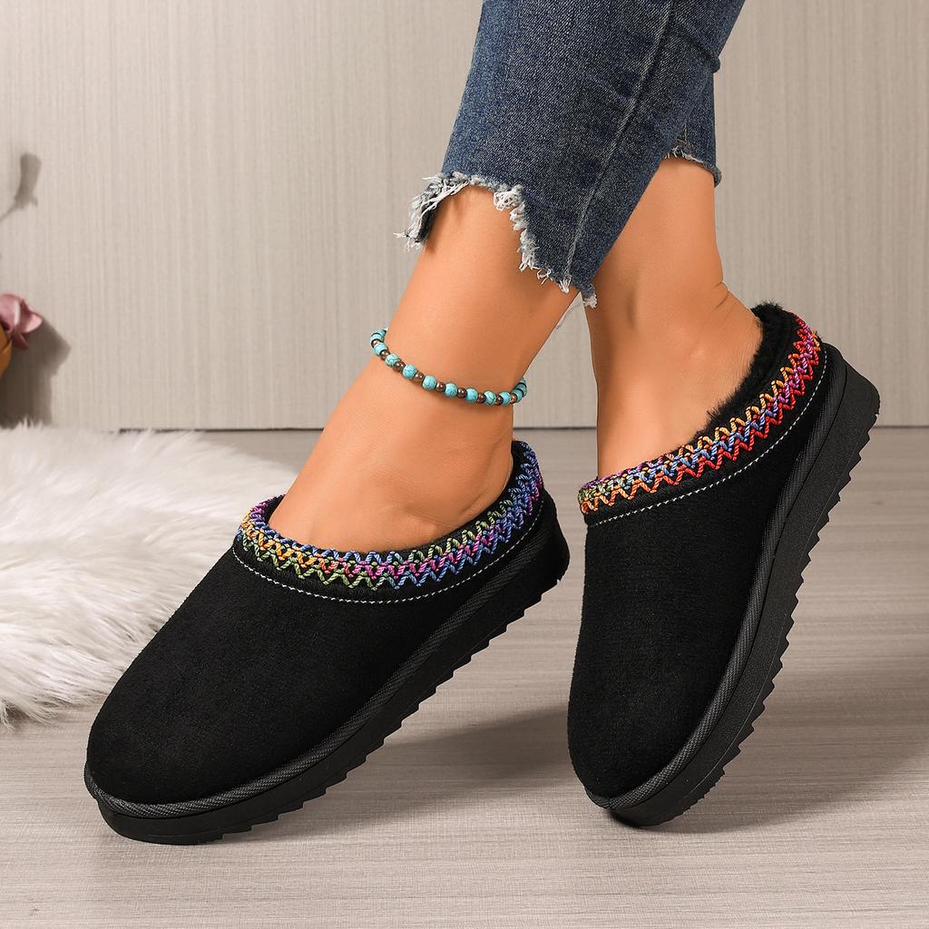 Fashion Women Slippers 2025 New Platform Snow Boots Comfortable Flat Cotton Shoes Solid Color Warm Thick Bottom Slippers Slides Women