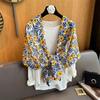 Women'S Floral Print Scarf 180X90Cm Warm Fashion Shawl With Tassels Lightweight Rectangular Sand-Proof Beach Wrap Muslim Hijab