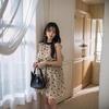 Foreign Style Polka Dot Contrasting Color Bow Neck Dress Women's Spring New Small Loose and Thin Short Skirt