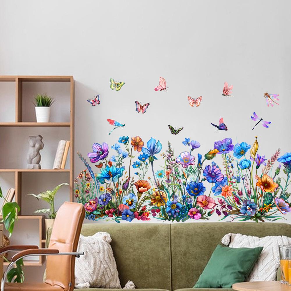 Colorful Floral & Butterfly Wall Stickers for Living Room, Bedroom, or Window