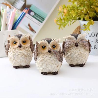 Home Decorative Accessories Ornaments Mini Animals Crafts Figures Resin Miniature Reading Owls Figurines