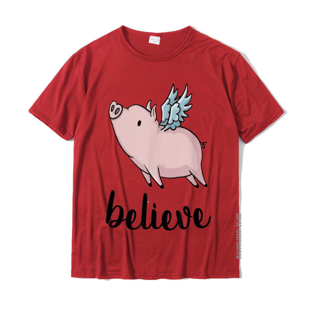 Believe Flying Pig With Wings Motivational Pigs Fly Gift TShirt CasualNormal Tops T Shirt Prevailing Cotton Mens Tshirts S