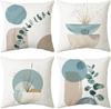 4Pcs Abstract Plant Geometric Shape Printed Pillow Cover Polyester Cushion Case 2D Flat Printing Pillowcase Nordic Calm Now