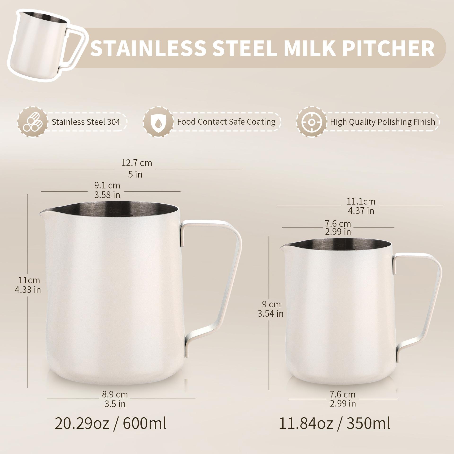26 Years Old New Coffee Latte Cup 304 Stainless Steel with Graduated Eagle Beak Milk Tank Coffee Utensils Latte Tank 350ml белый