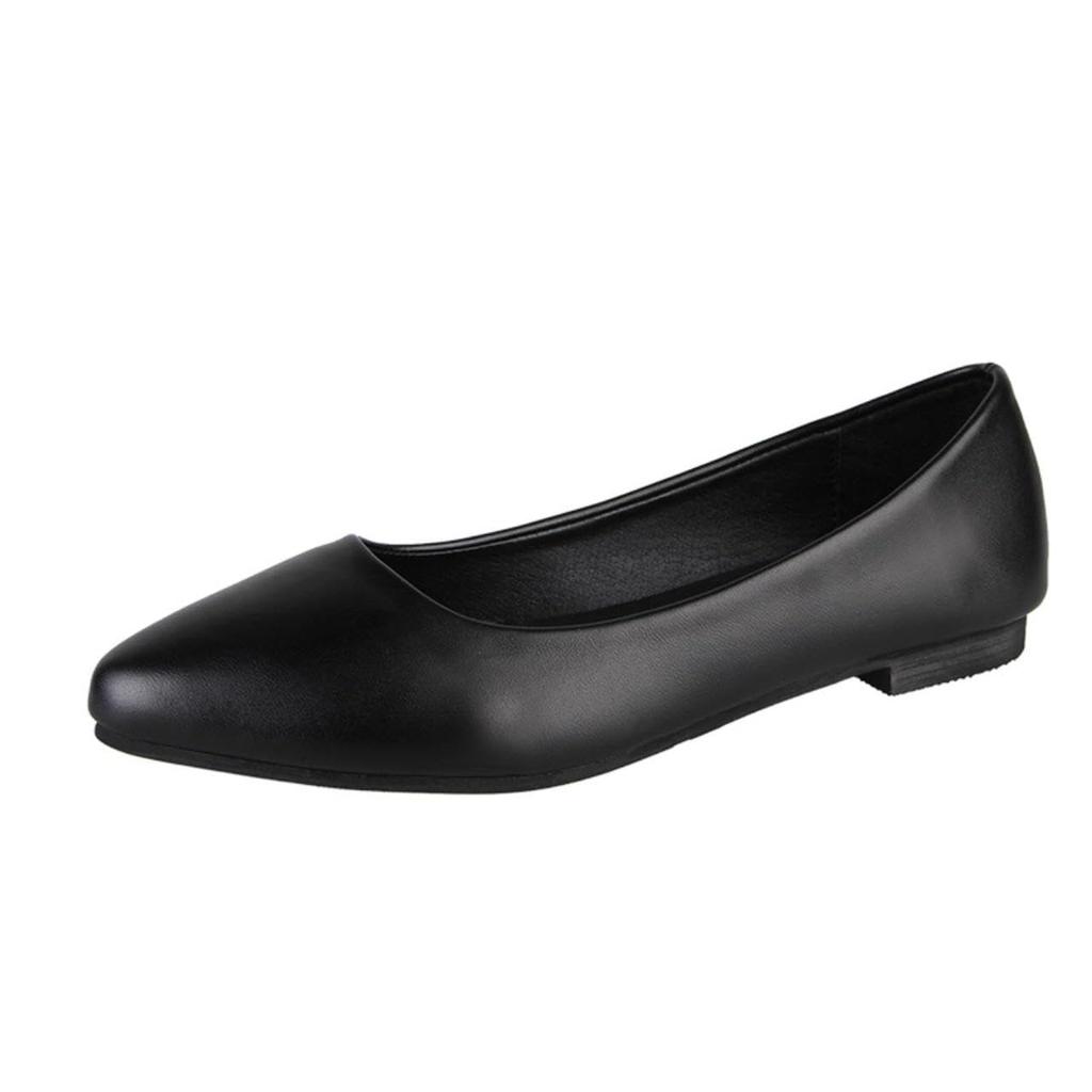 Goodspoon Comfortable for and Formal 1cm Wide Round PU Easy to Size 39 Women's Low-Heel Pumps, Walking, Recruitment, Office, Occasions, Heel, Black,