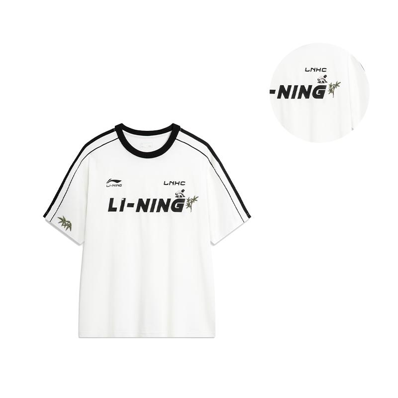Li Ning Sports Fashion Series Letter Print Round Neck Loose Short Sleeve T-Shirt Unisex Tops White AHSU657-1(TEAM702-3.4.1)