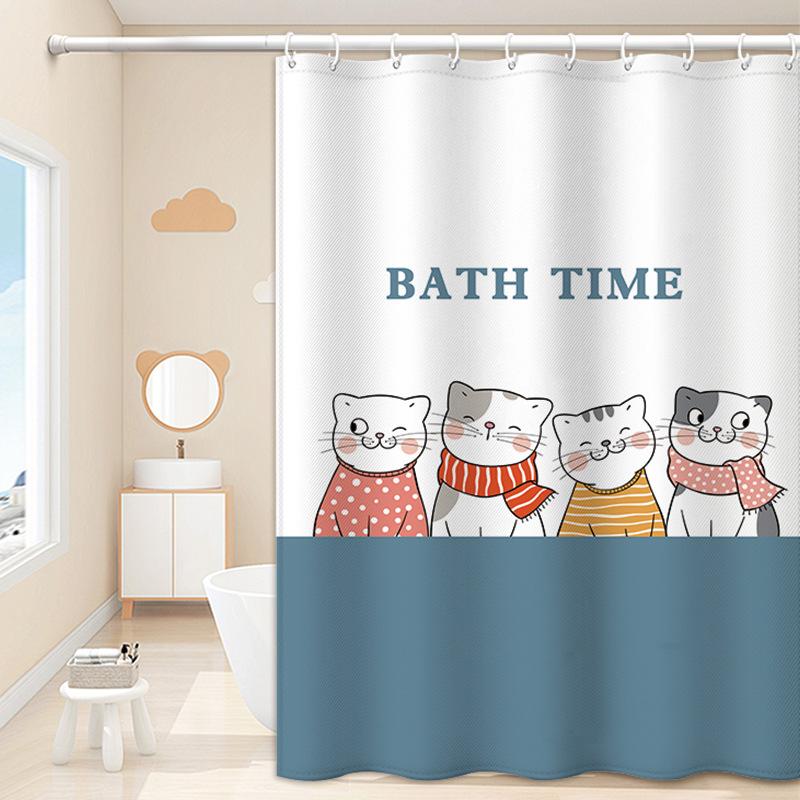 JINRUN Bathroom Thickened Waterproof Curtain Mildew Proof Shower Curtain Shower Partition Curtain Shower Curtain Bathroom Curtain Free Perforation