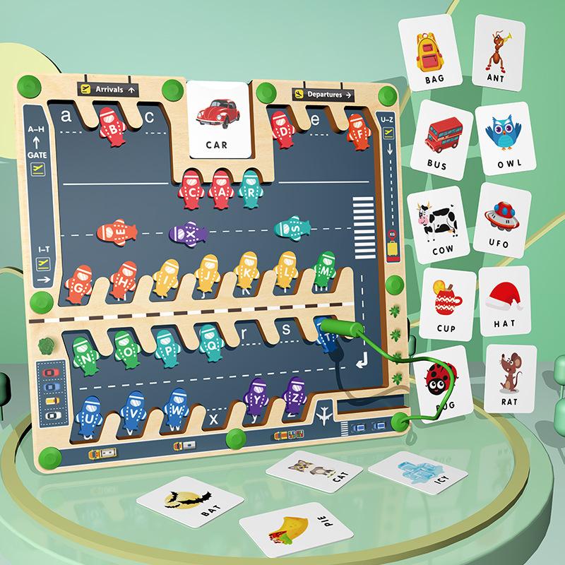 

Деревянный детский развивающий лабиринт-сопоставление букв, веселая магнитная доска-позиционер, логическое мышление, практичные развивающие игрушки