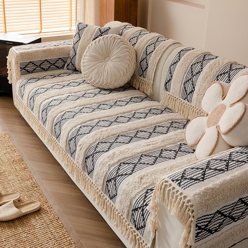 Straight Row Four-Person Sofa Cushion, Universal Anti-Skid In All Seasons  New Seat Cushion Cover, Light Luxury And Advanced Sense