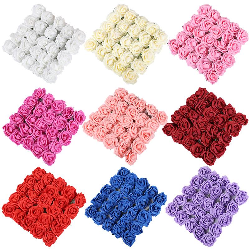 10-50Pcs Rose Artificial Flowers With Stem Foam Fake Roses Wedding Bouquet Centerpieces Decoration Birthday Party DIY Gift Craft