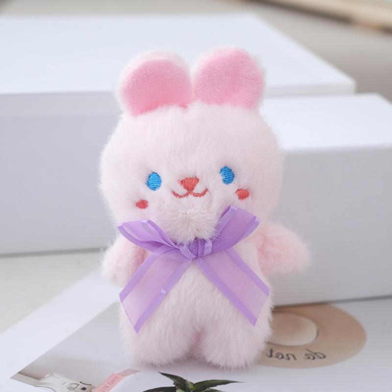 Whimsical Plush Bear And Rabbit Keychain Adorable Stuffed Animal Doll Backpacks For