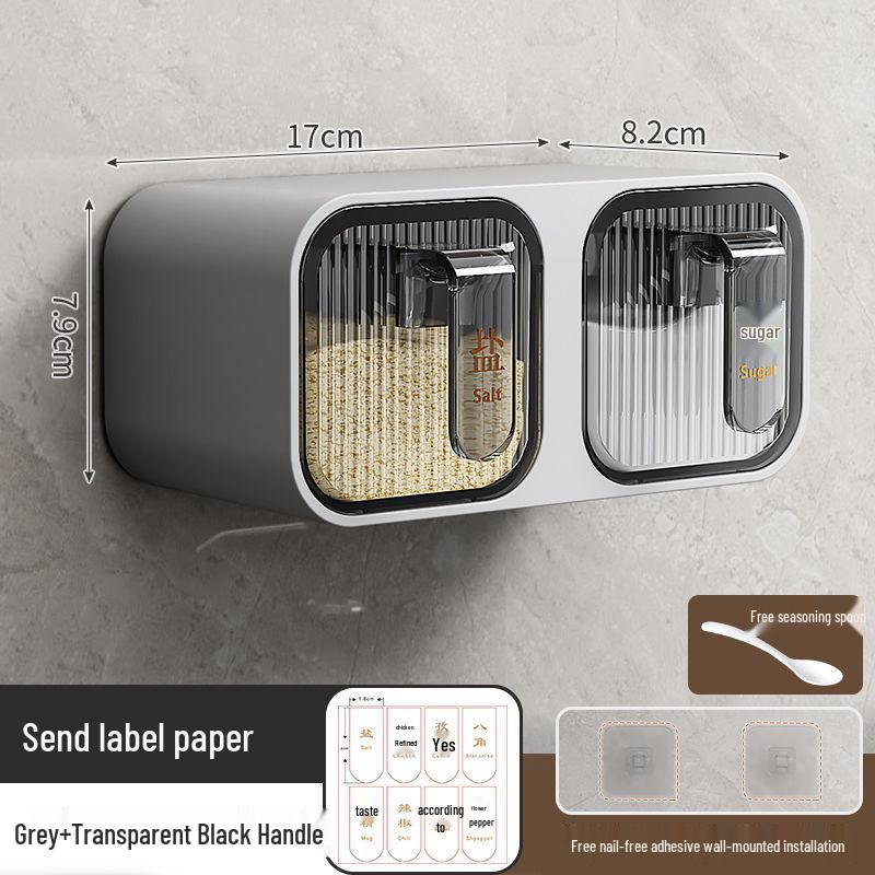 Wall-Mounted Punch-Free Dustproof Seasoning Box for Kitchen