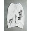 Men's Casual Straight Leg Pants with Loose Polyester Sports Pants Featuring Dark Gothic Skull Print, Retro Street Style