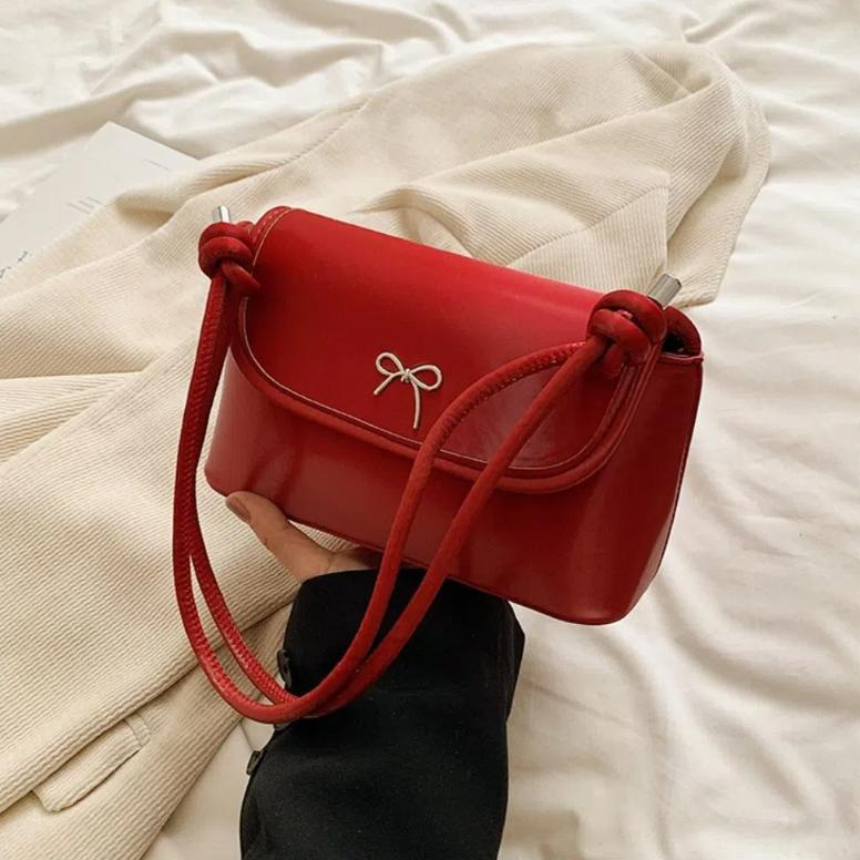 

New Design Bow Armpit Handbag Solid Color Y2K Crossbody Bag Trendy Bowknot Underarm Bag Lady белый
