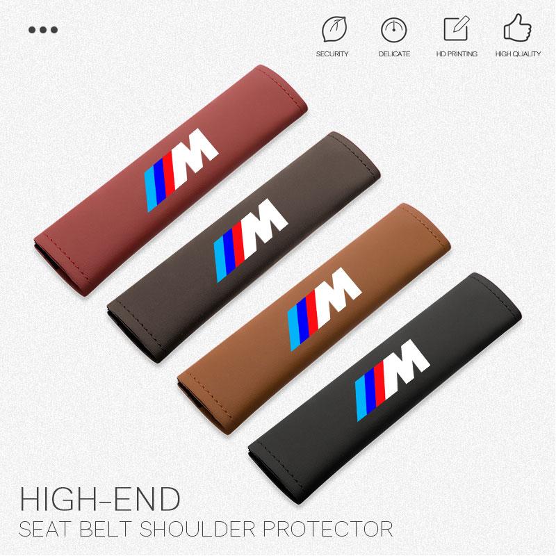BBKP7 Leather Car Seat Belt Protection Shoulder Pad Cover For BMW M Performance E46 E90 F10 F30 X3 F20 E46 E60 E70 E39 E36