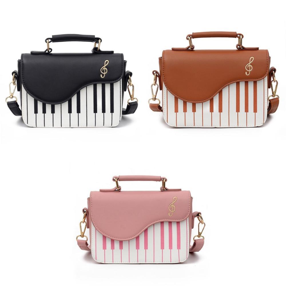 Vintage Piano Pattern Shoulder Bag Crossbody PU Leather Bag Trendy Mini Square Bag  Shopping