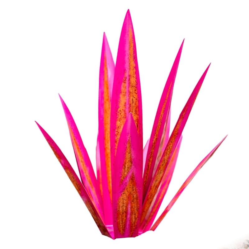 

Large Tequila Sculpture Metal Agave Plant Yard Stake Hand Painted Garden Statue Outdoor Lawn Ornament Home Decorations рожевий