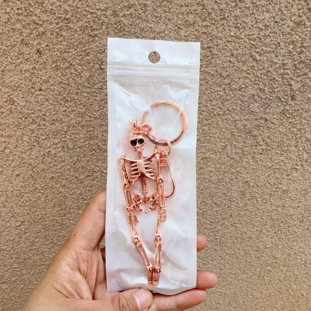 Movable Human Skeleton Pendant Punk Style Gothic Keychain Novelty Skull Keychain Halloween