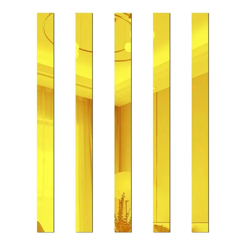 6Pcs 1m Mirror Decor Stickers Self-adhesive Acrylic Art Wall Tile Ceiling Edge 3D Strip Decoration TV Background Wall Sticker