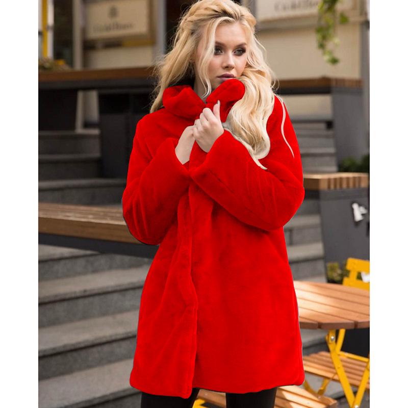 Women's Mid-Length Loose Rabbit Fur Coat - European & American Style