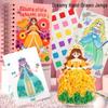Three-in-One Poke Game & Princess Dress-up DIY Puzzle and Painting Book for Girls