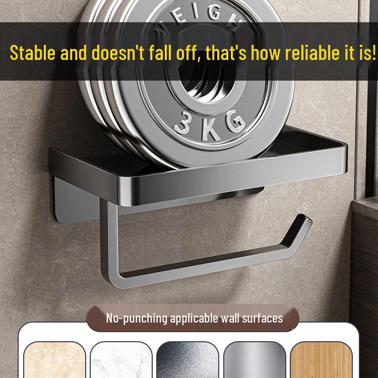 Stainless Steel No-Punch Toilet Paper Holder - Bathroom Tissue Box