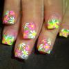 24 Pcs Press On Nail Short Square False Nail With Flower Designs Stick On Nail Manicuer Nail Decors For Elegant Nail Art