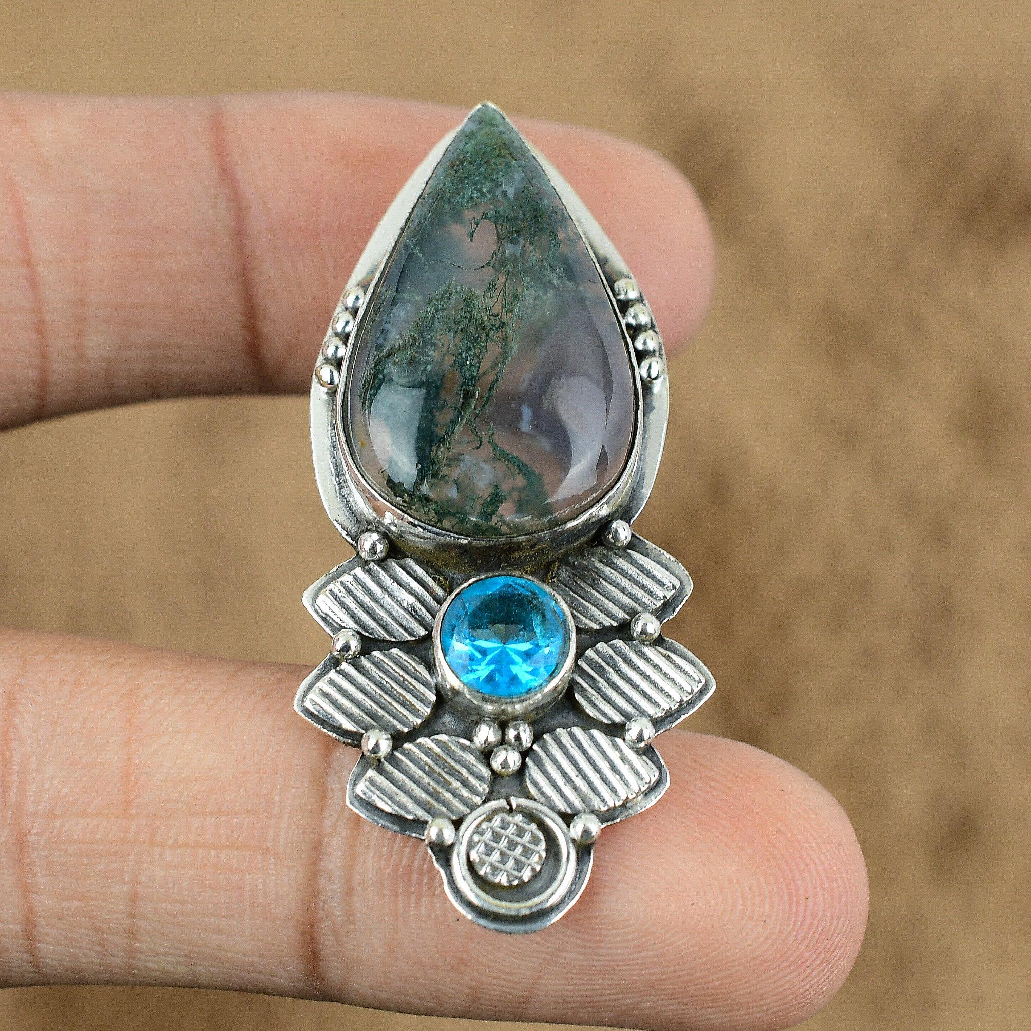 

Natural Solar Moss Agate Gemstone Pendant 925 Sterling Silver Jewelry For Girls