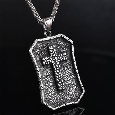 Collar Retro Personalizado Cruz para Hombre Colgante Dominante de Acero Inoxidable Cadenas
