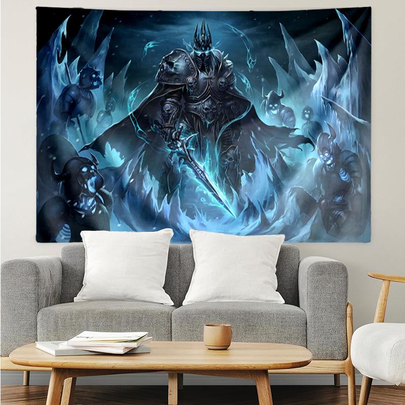1PC Game Warcraft Darkness Warrior K-pop music group Tapestry Accessories for Bedroom,Livingroom, dormitory Room Wall Decor Fan Birthday Gifts
