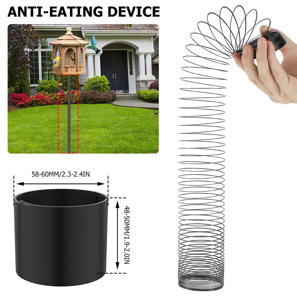 2PCS Squirrel Proof Spring Device Metal Squirrel Baffle Barrier Coil Anti Squirrel Spring Device Quirrel Baffle for Bird Feeders