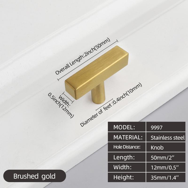 Oukali American Style Furniture Kitchen Cabinet Handle Cupboard Matt Black T Bar Square Stainless Steel Pull Handles