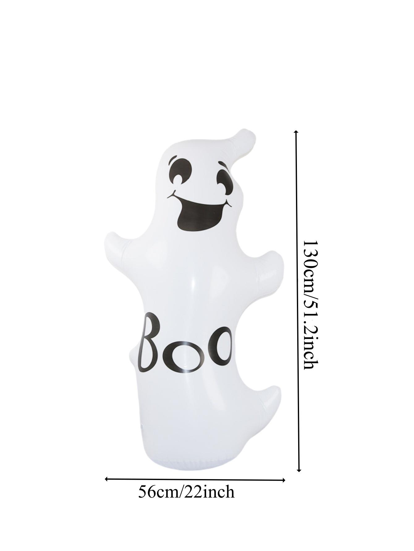 130cm Halloween Standing Inflatable Yard Decor, Inflatable White Ghost and Pumpkin for Home Yard Lawn Indoor Outdoor Decoration